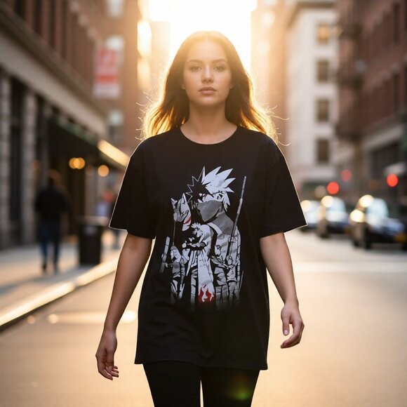 Naruto Shippuden Graphic T-Shirt 2X Black Anime Kakashi Dog Print Short Sleeve C - Picture 4 of 7